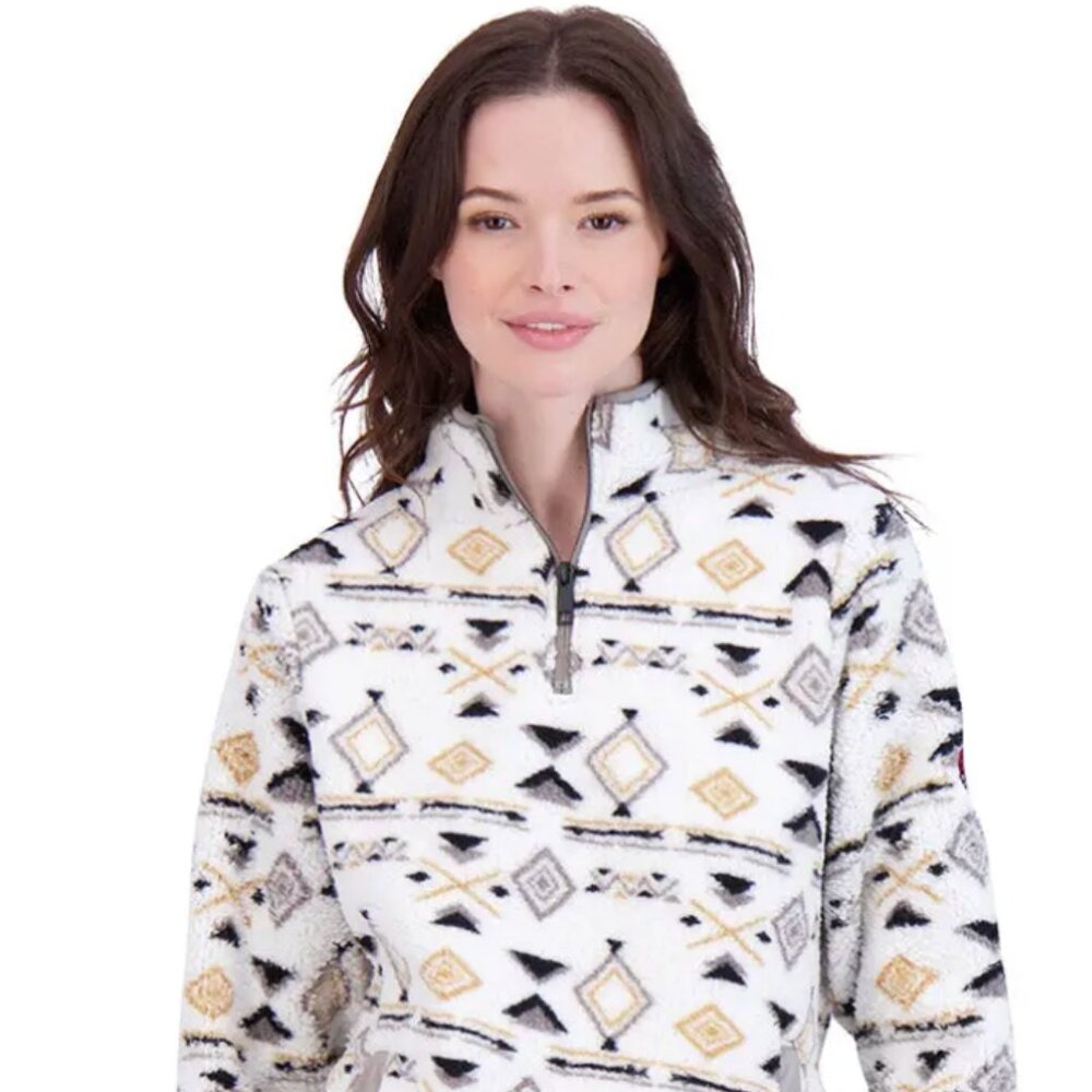 Canada Weather 1/4 Zip Aztec Printed Sherpa Jacket
